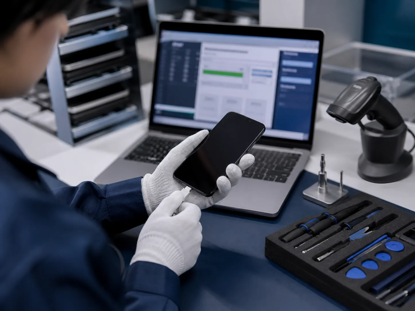 専門スタッフによるスマートフォンの動作確認